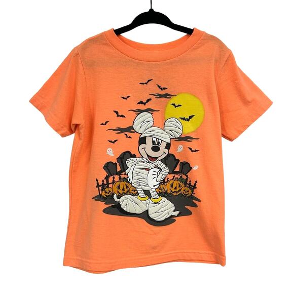Disney Store Unisex Halloween Mummy Mickey Mouse Glow in the Dark Tee XS 4 - Picture 1 of 4